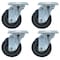 Bk Resources 4-inch Plate Casters, Gray Rubber Wheels, Top Lock Brake, 250lb Capacity, 4PK 4SBR-1PT-GR-PS4 - alternate 2